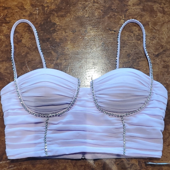 Elegant Lavender Rhinestone Bustier Top - Picture 1 of 8
